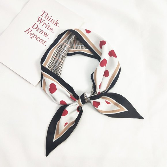 Vintage Accessories - Last one Red Heart Silk Scarf